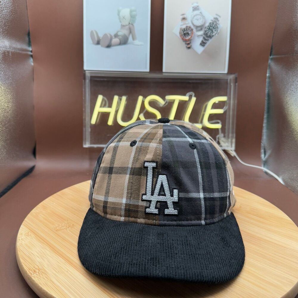 New Era Los Angeles Dodgers 'Multi Panel Plaid' 9FIFTY High Crown Strapback NWT